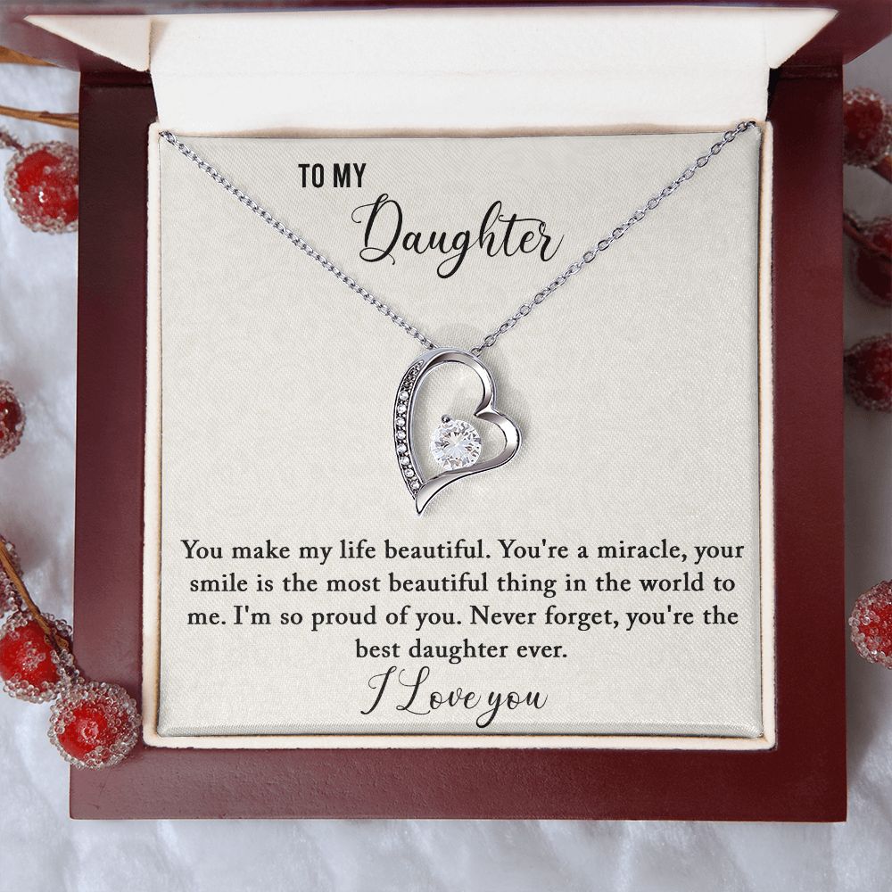 To My Daughter - Best Daughter Ever - Forever Love Necklace